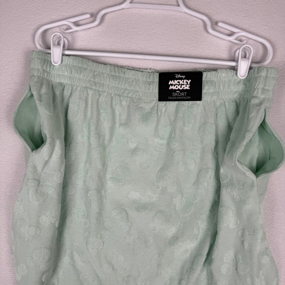 NEW Disney Mickey Mouse Womens M Mint Green Embossed Terry Cloth Skort - Picture 6 of 10